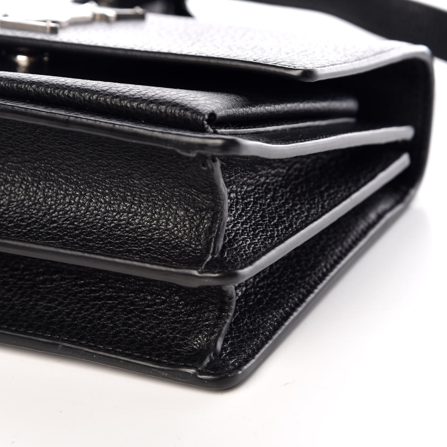 Grained Calfskin Medium Monogram Sunset Satchel Black