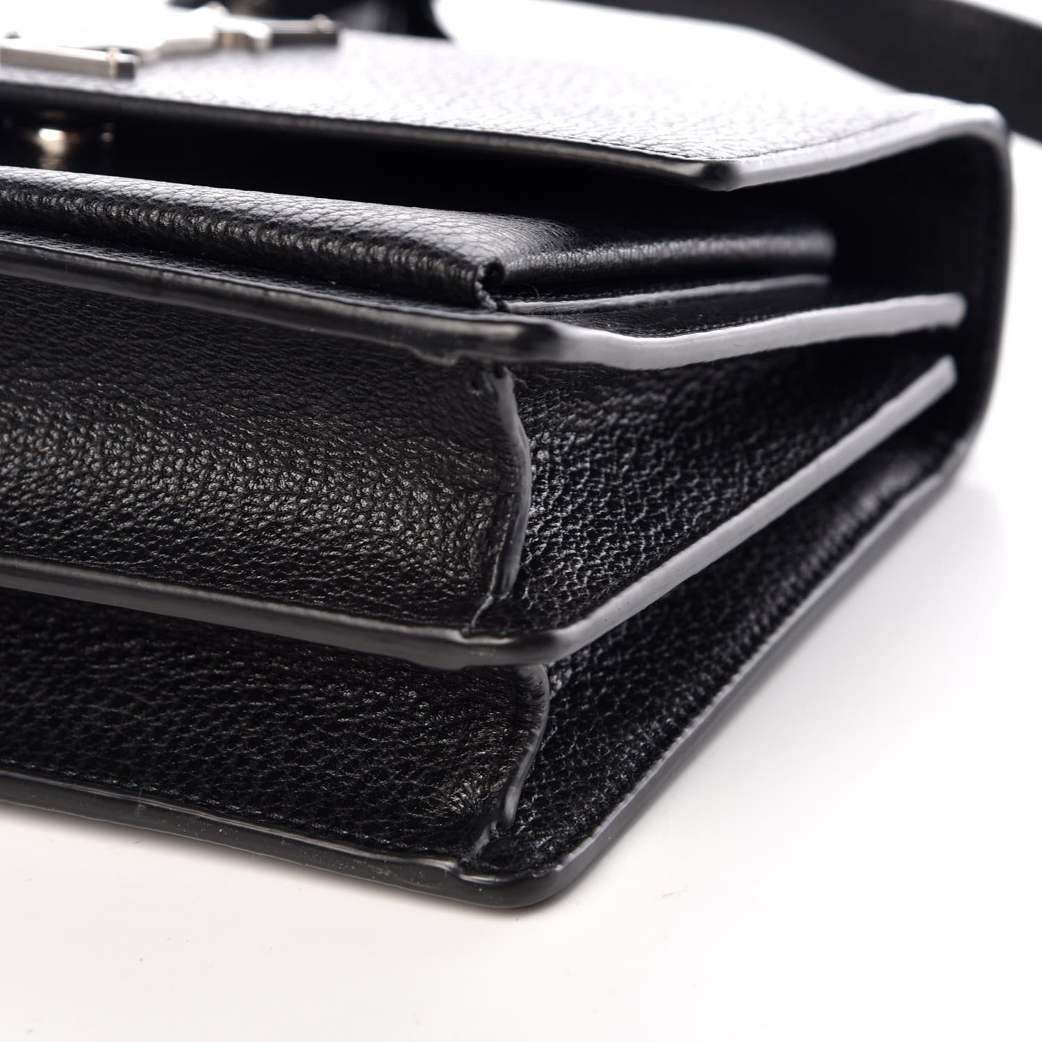 Saint Laurent Grained Calfskin Medium Monogram Sunset Satchel Black 6 of 9