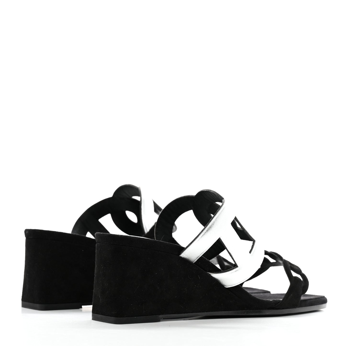 Metallic Nappa Suede Goatskin Figari 55 Sandals 38 Black Argent