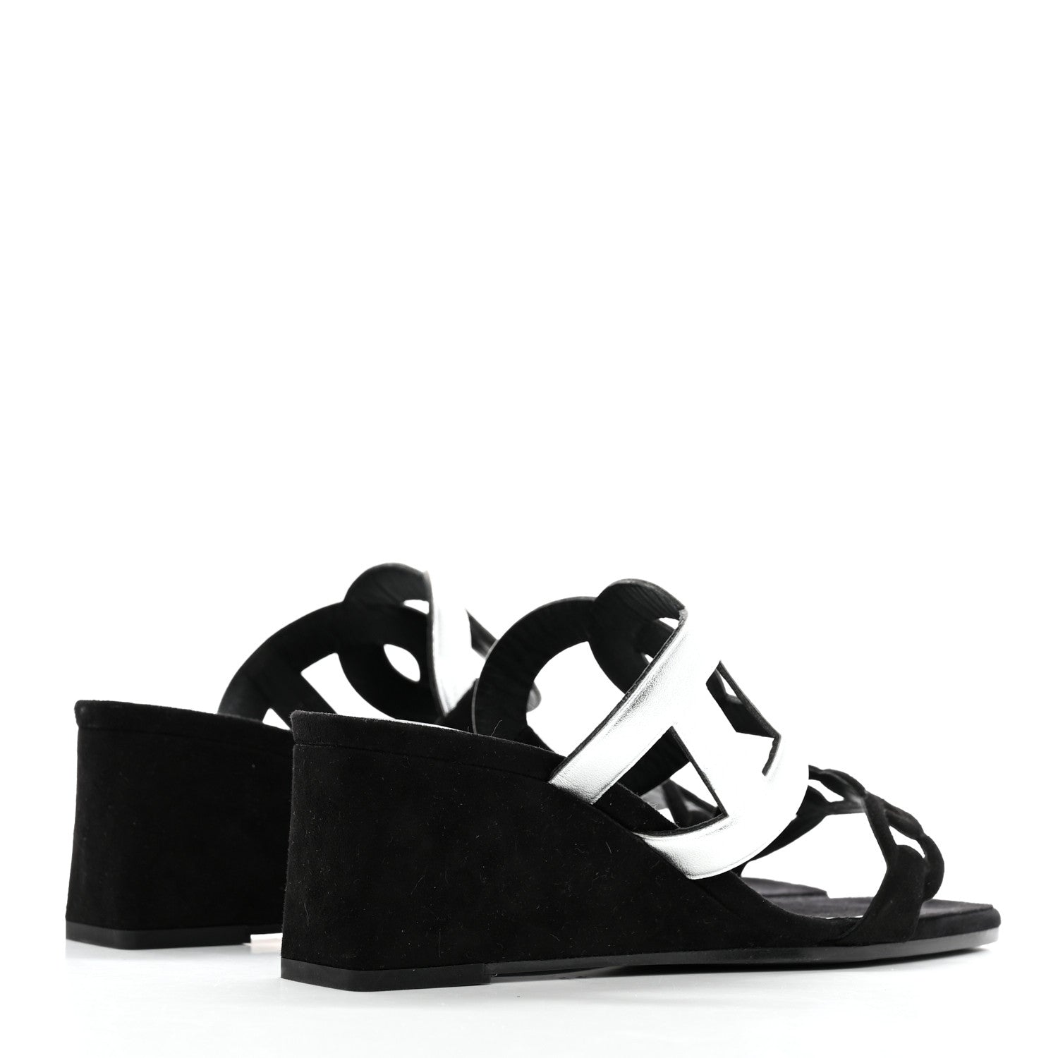 Hermes Metallic Nappa Suede Goatskin Figari 55 Sandals 38 Black Argent 4 of 8