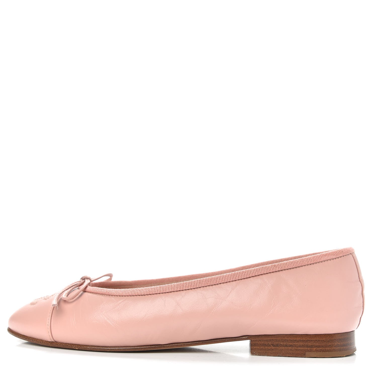 Chanel Crumpled Calfskin Cap Toe CC Ballerina Flats 36 Powder Pink 1 of 12