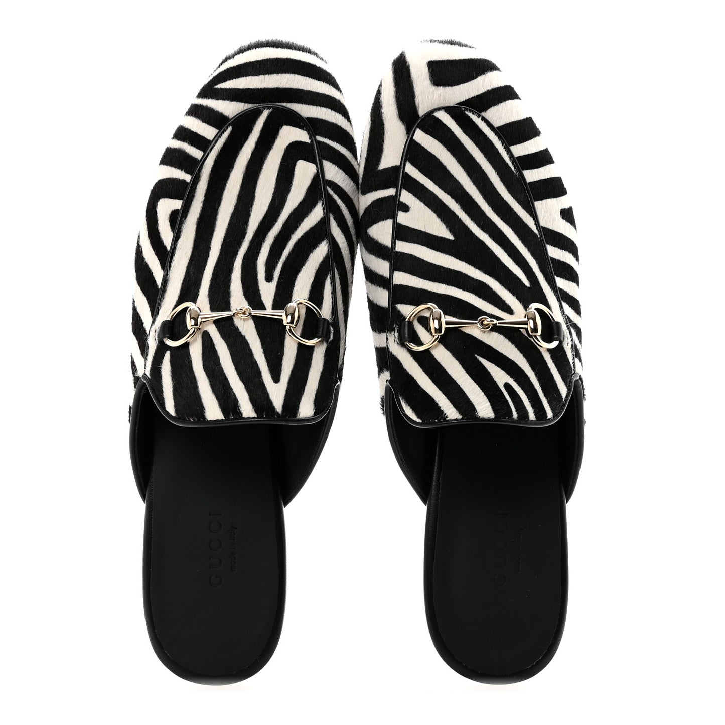 Calf Hair Zebra Print Womens Princetown Slippers 39 Natural Black