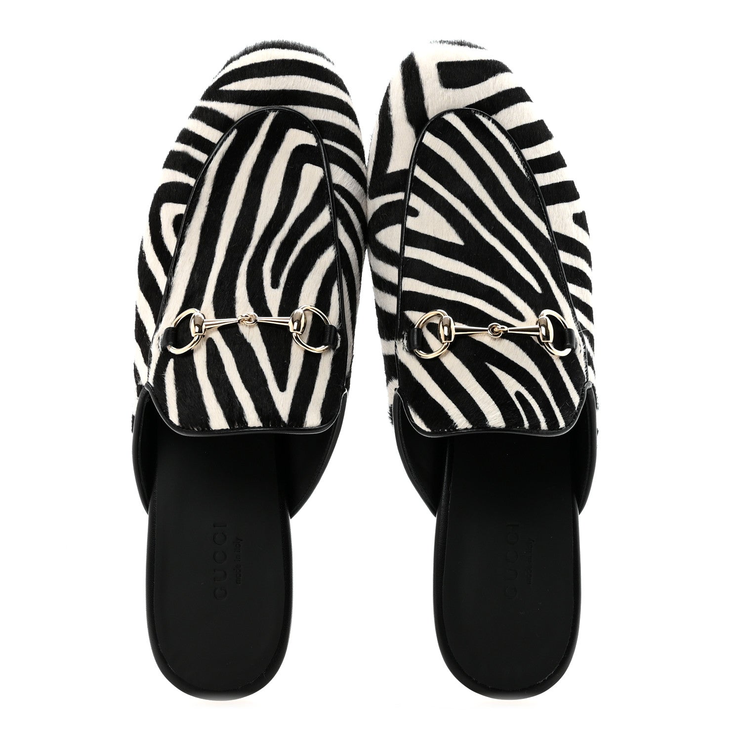 Gucci Calf Hair Zebra Print Womens Princetown Slippers 39 Natural Black 2 of 10