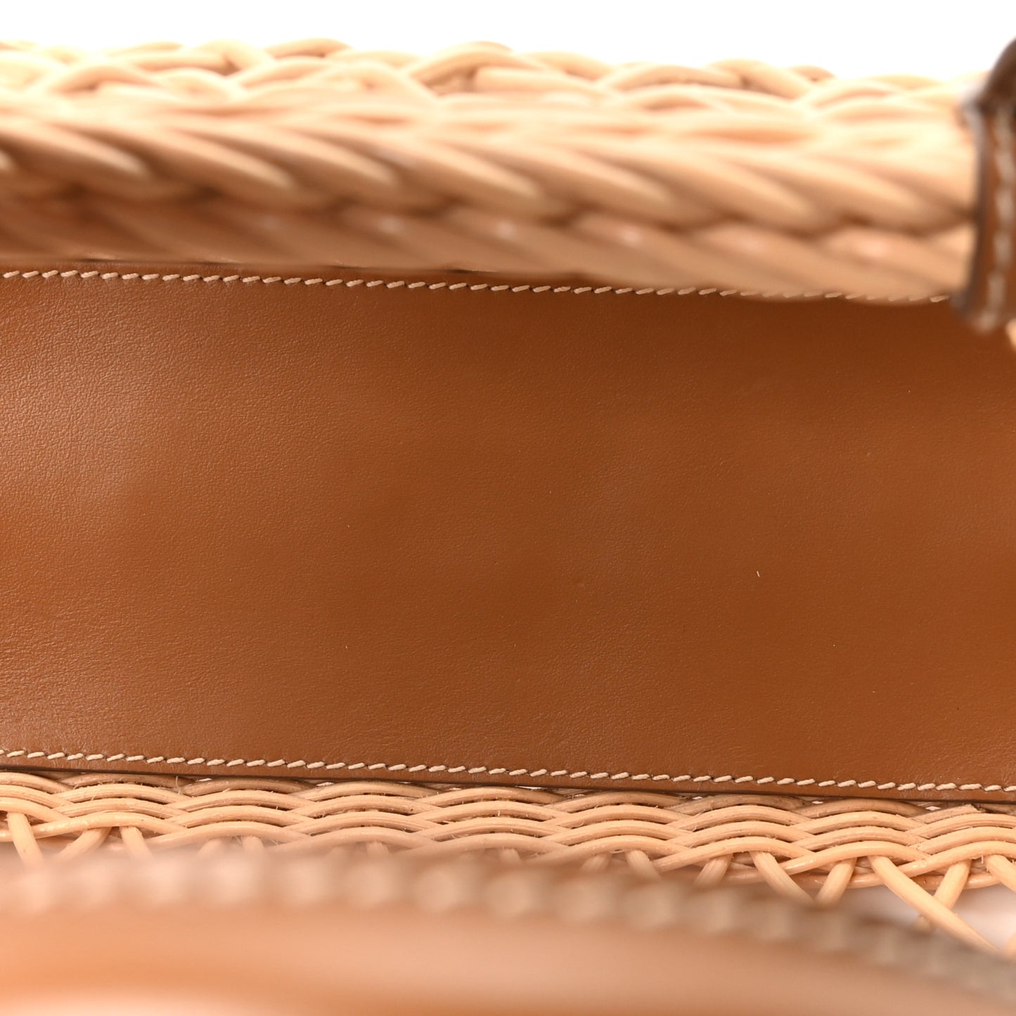 Woven Fabric Calfskin Logo Basket Bag Naturale Caramel