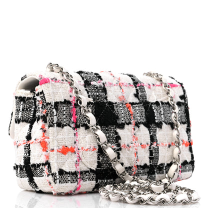 Chanel Tweed Quilted Mini Rectangular Flap Black White Pink 3 of 9