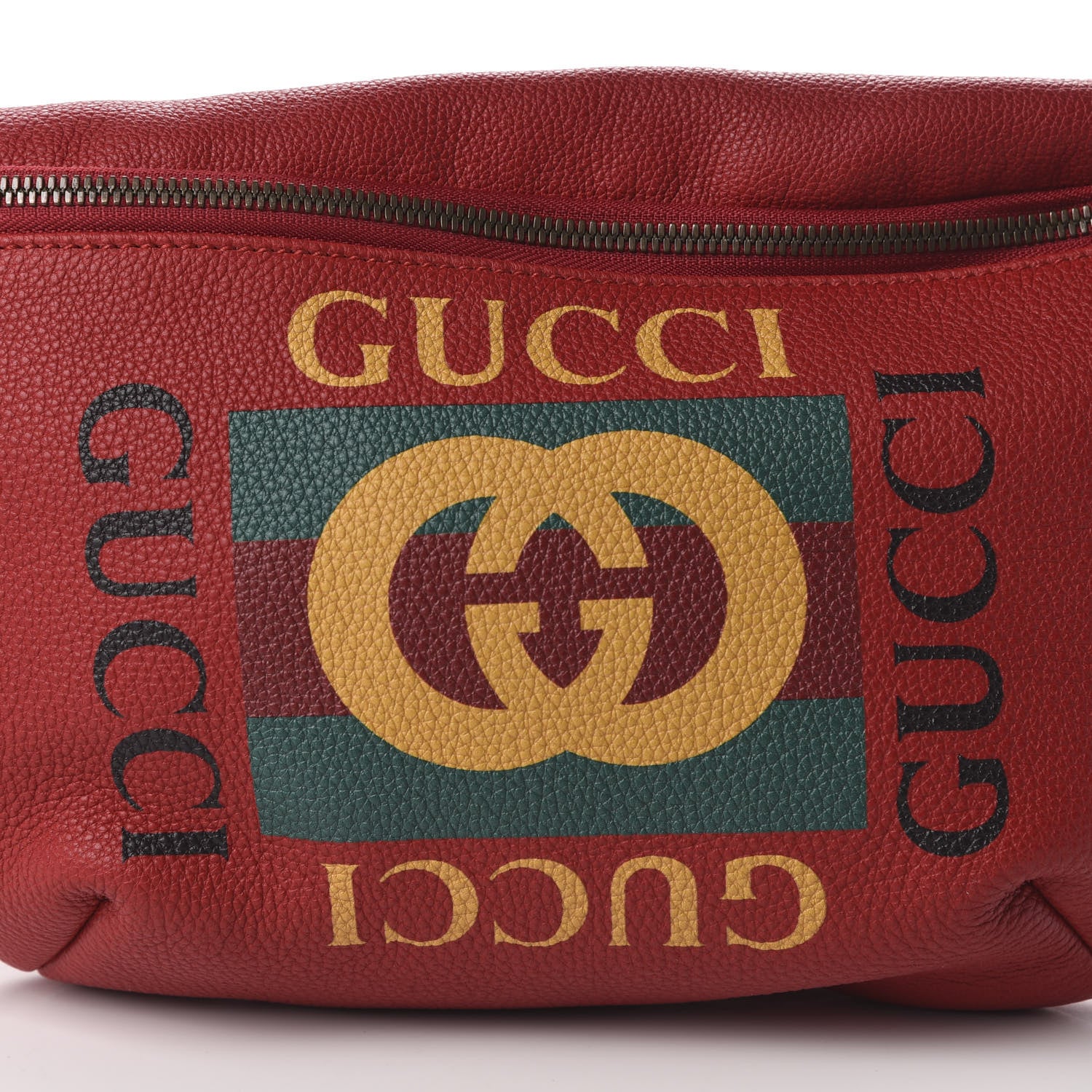 Gucci Grained Calfskin Logo Belt Bag Hibiscus Red 10 of 10