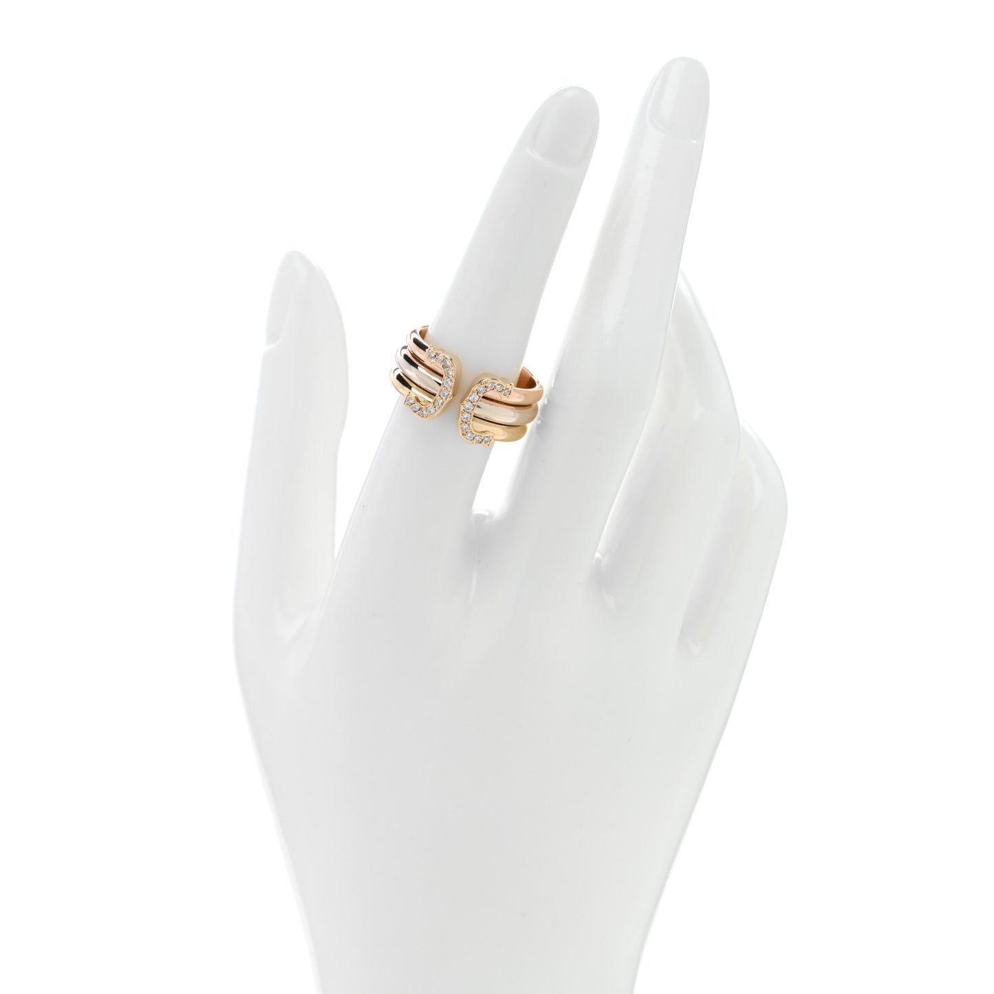18K Pink Yellow White Gold Diamond C De Cartier Ring 55 7.25