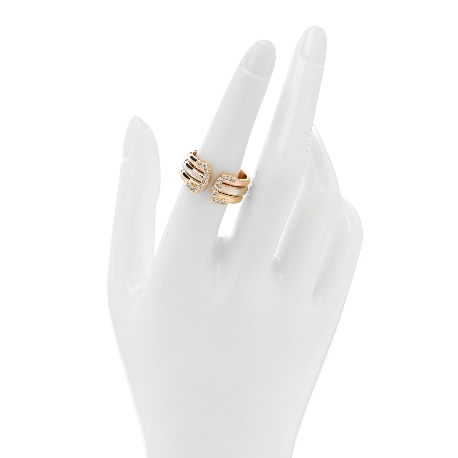 Cartier 18K Pink Yellow White Gold Diamond C De Cartier Ring 55 7.25 2 of 4