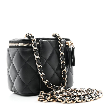 Chanel Lambskin Quilted Mini Vanity Case With Chain Black 3 of 10