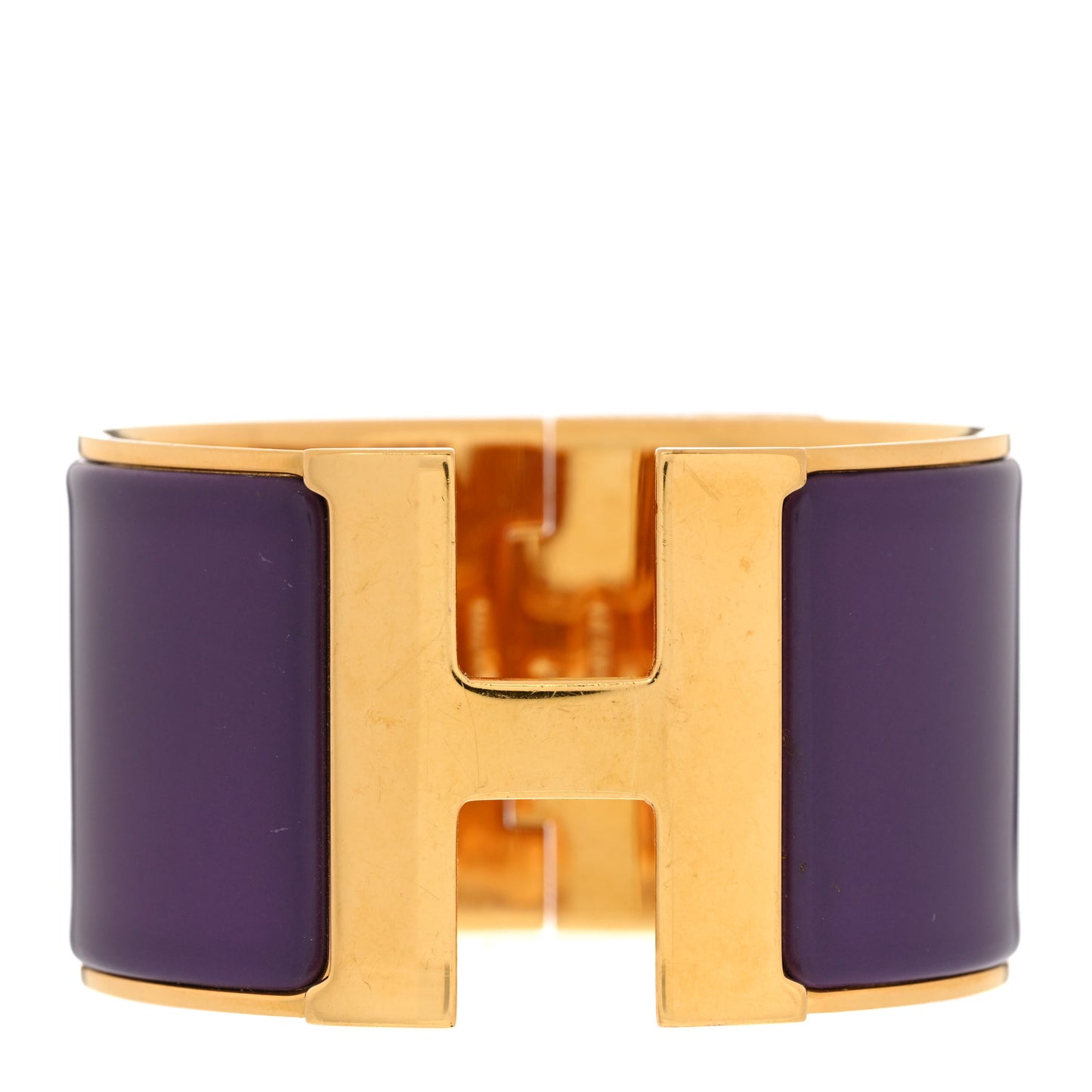 Enamel Extra Wide Clic Clac H Bracelet GM Pourpre