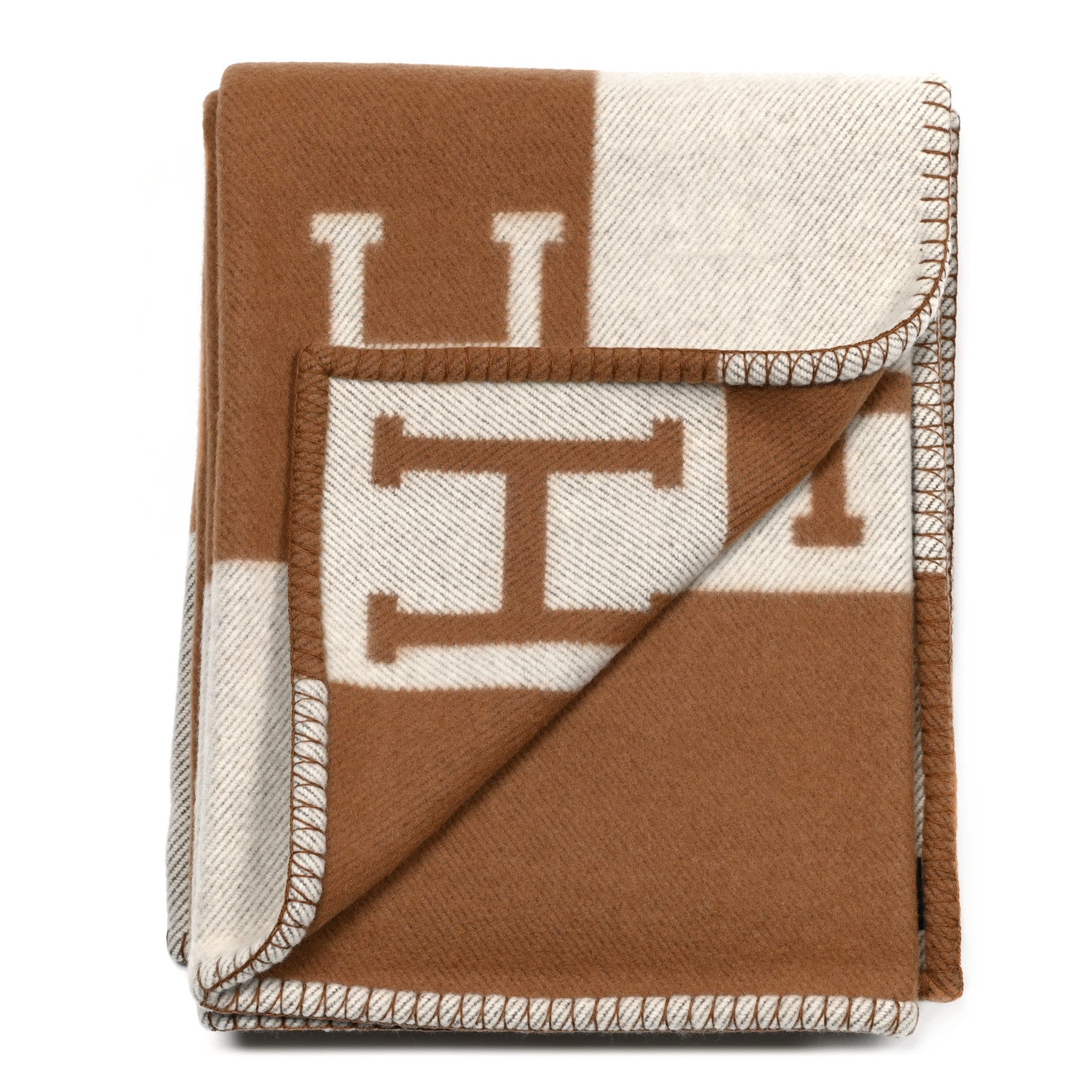 Hermes Wool Cashmere Avalon Blanket Ecru Camel 2 of 3