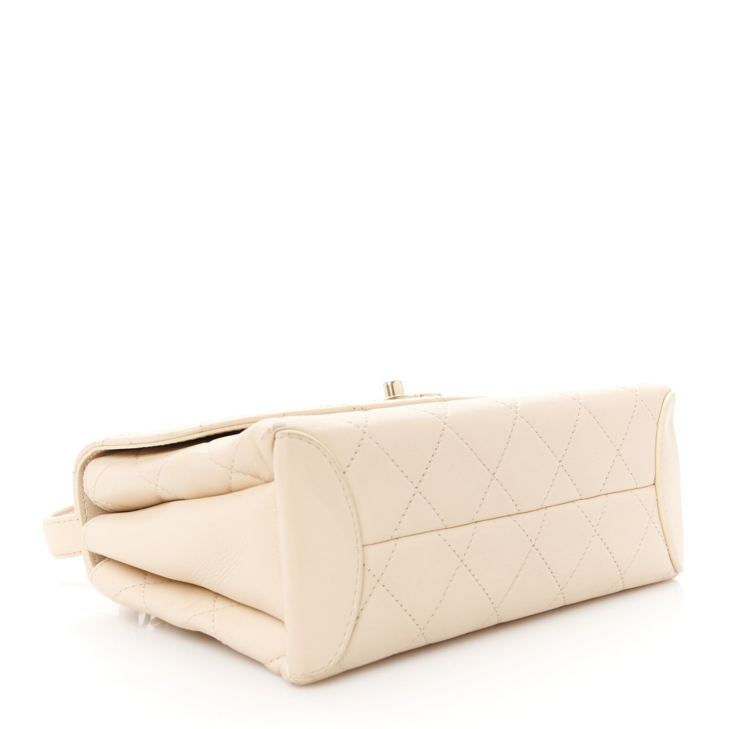 Lambskin Quilted Trendy Spirit Top Handle Bag Beige