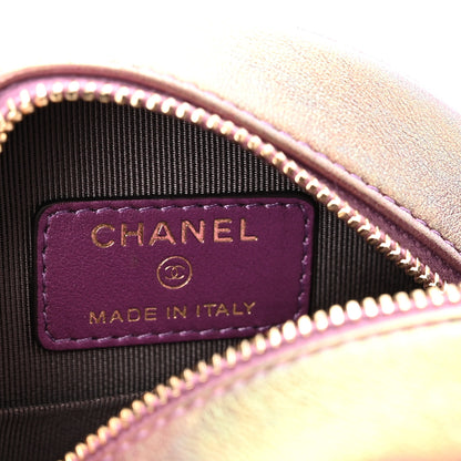 Chanel Iridescent Lambskin Quilted Round Clutch With Chain Purple 7 of 11