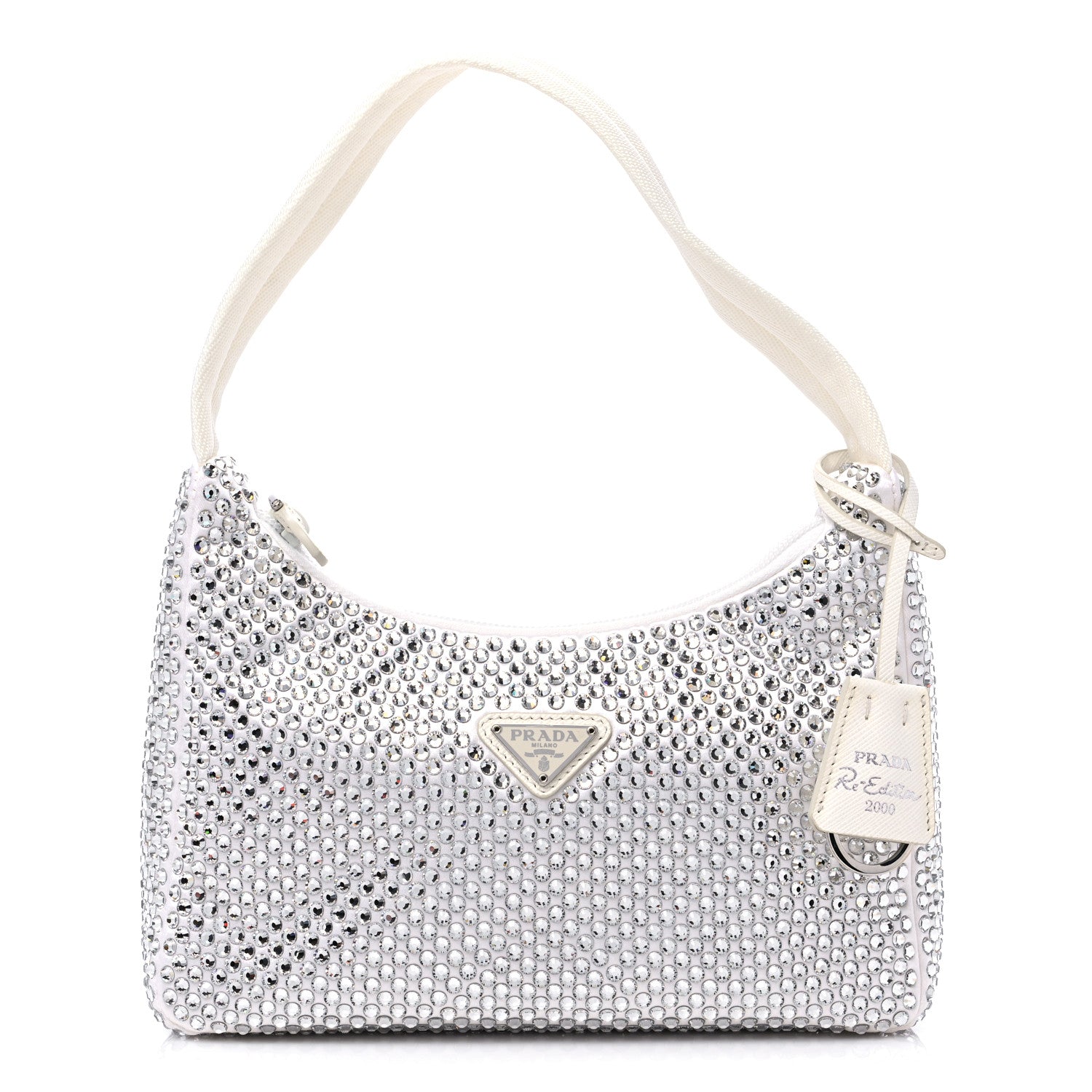 Prada Satin Crystal Mini Re-Edition 2000 Bag White 1 of 8