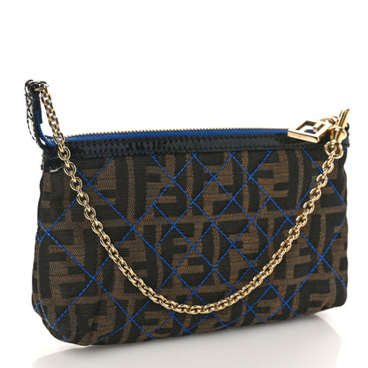 Fendi Zucca Quilted Pochette Tobacco Blue 3 of 8