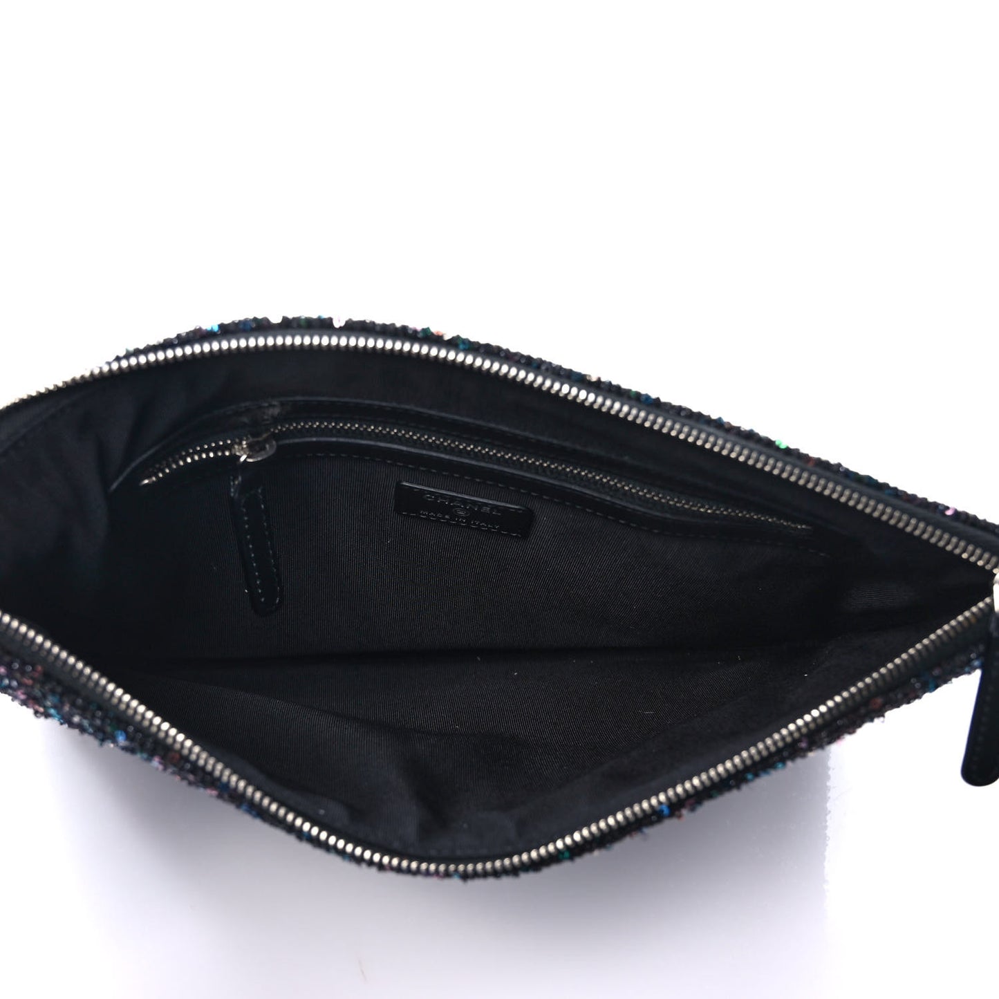 Canvas Sequin Medium Deauville Cosmetic Pouch Black