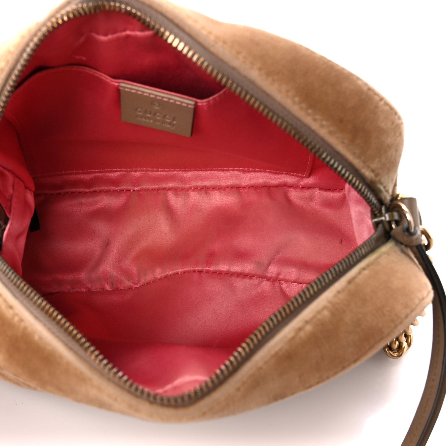 Gucci Velvet Matelasse Small GG Marmont Chain Shoulder Bag Taupe 5 of 11