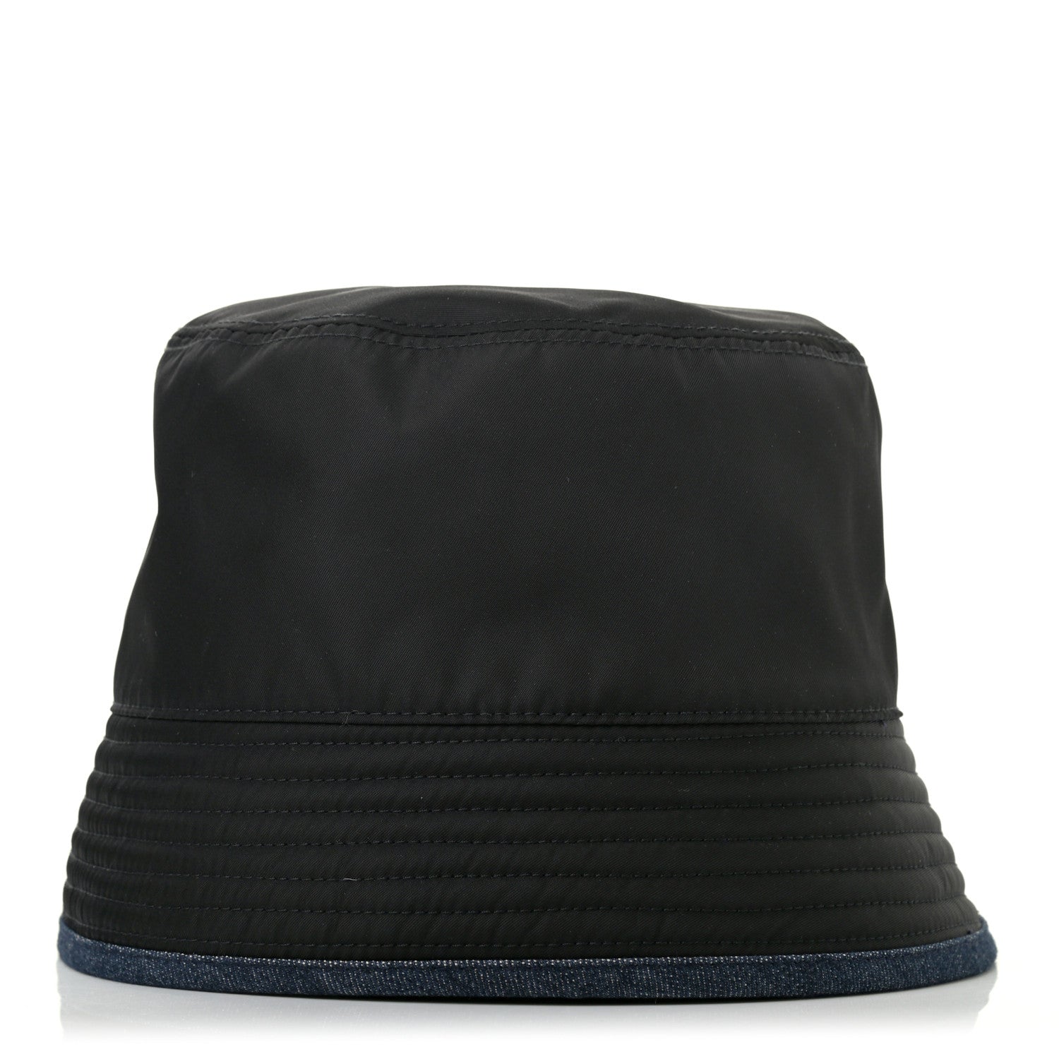 Prada Nylon Denim Metal Triangle Logo Bucket Hat M Black 3 of 9