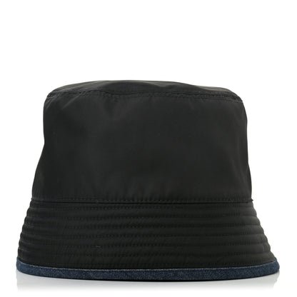 Prada Nylon Denim Metal Triangle Logo Bucket Hat M Black 3 of 9
