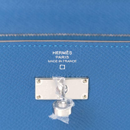 Hermes Epsom Shiny Alligator Touch Kelly Wallet To Go Mykonos Bleu Zellige 6 of 10