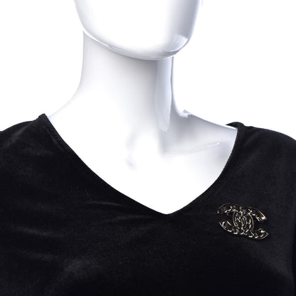 Chanel Metal Calfskin Chain CC Brooch Black Gold 2 of 4