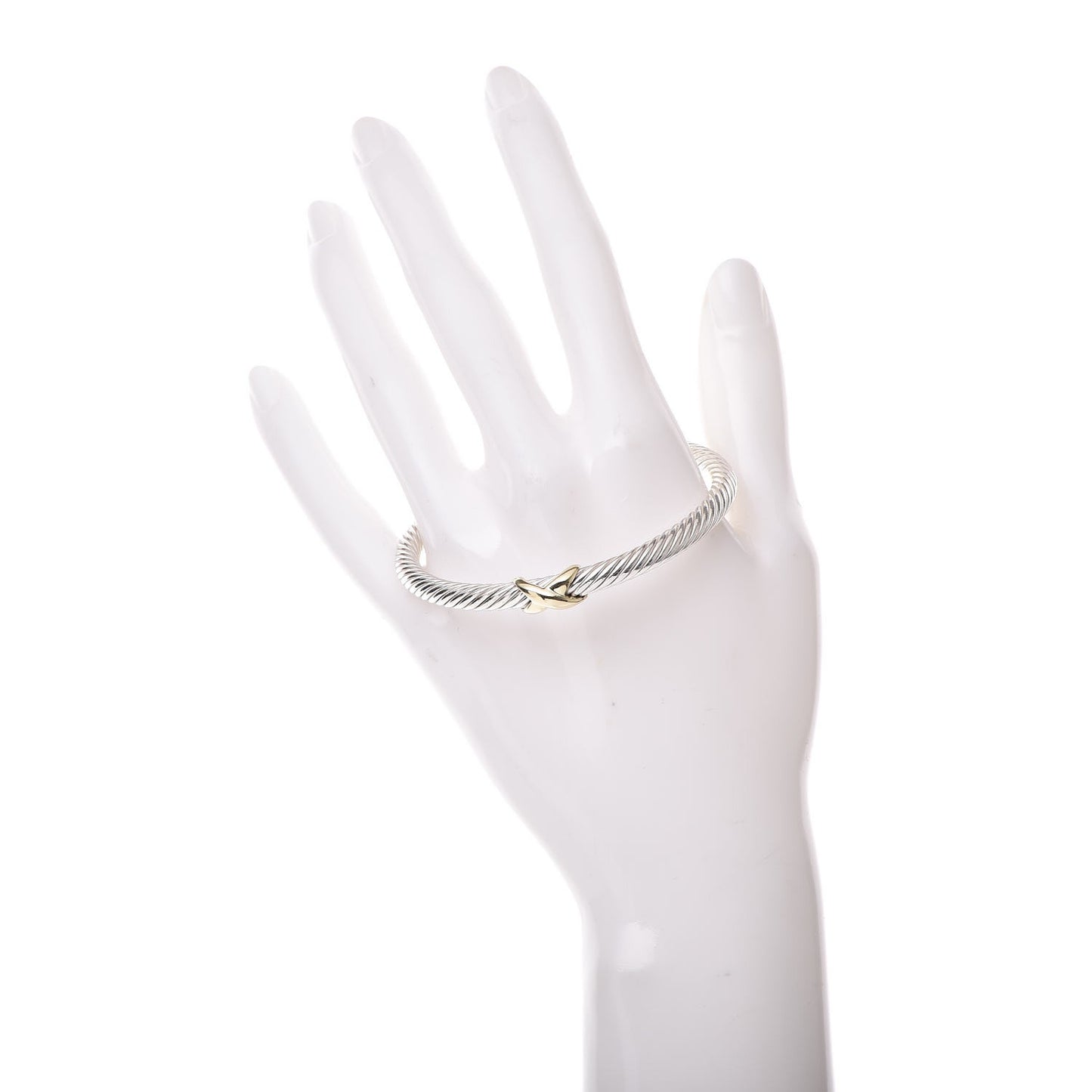 Sterling Silver 14K Yellow Gold 5mm X Station Cable Bracelet