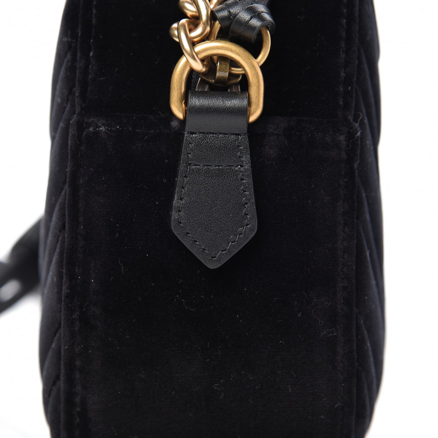Velvet Matelasse Small GG Marmont Chain Shoulder Bag Black