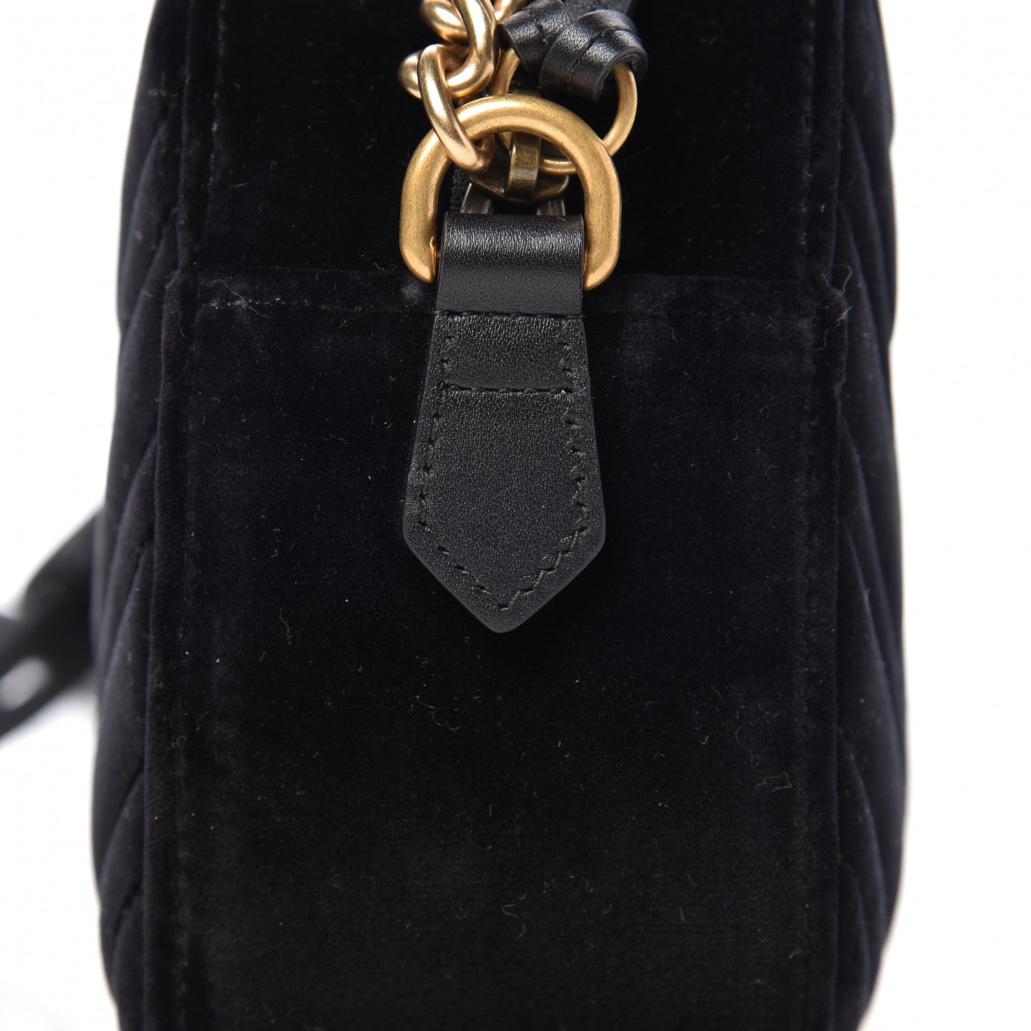 Gucci Velvet Matelasse Small GG Marmont Chain Shoulder Bag Black 10 of 10