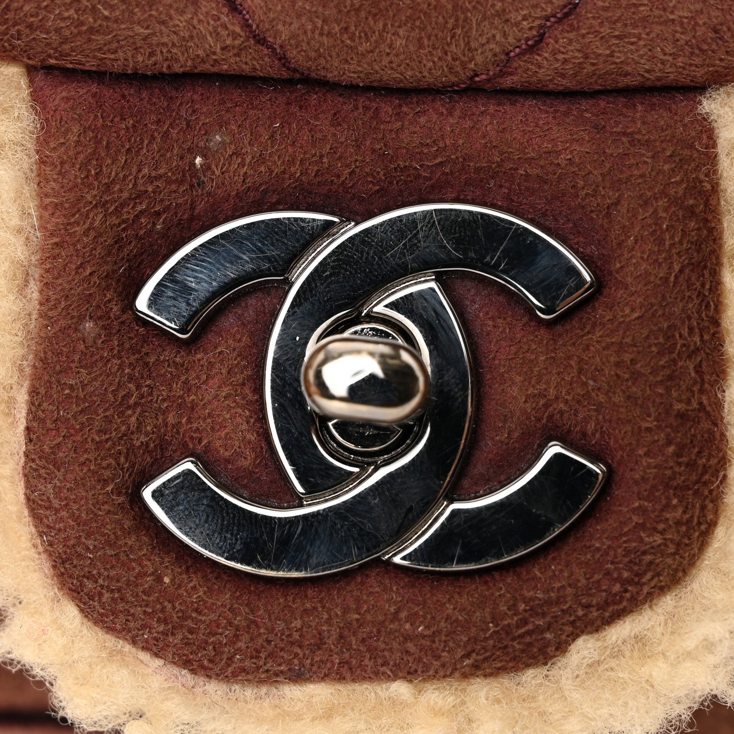 Chanel Shearling Quilted Medium Single Flap Brown 12 of 13