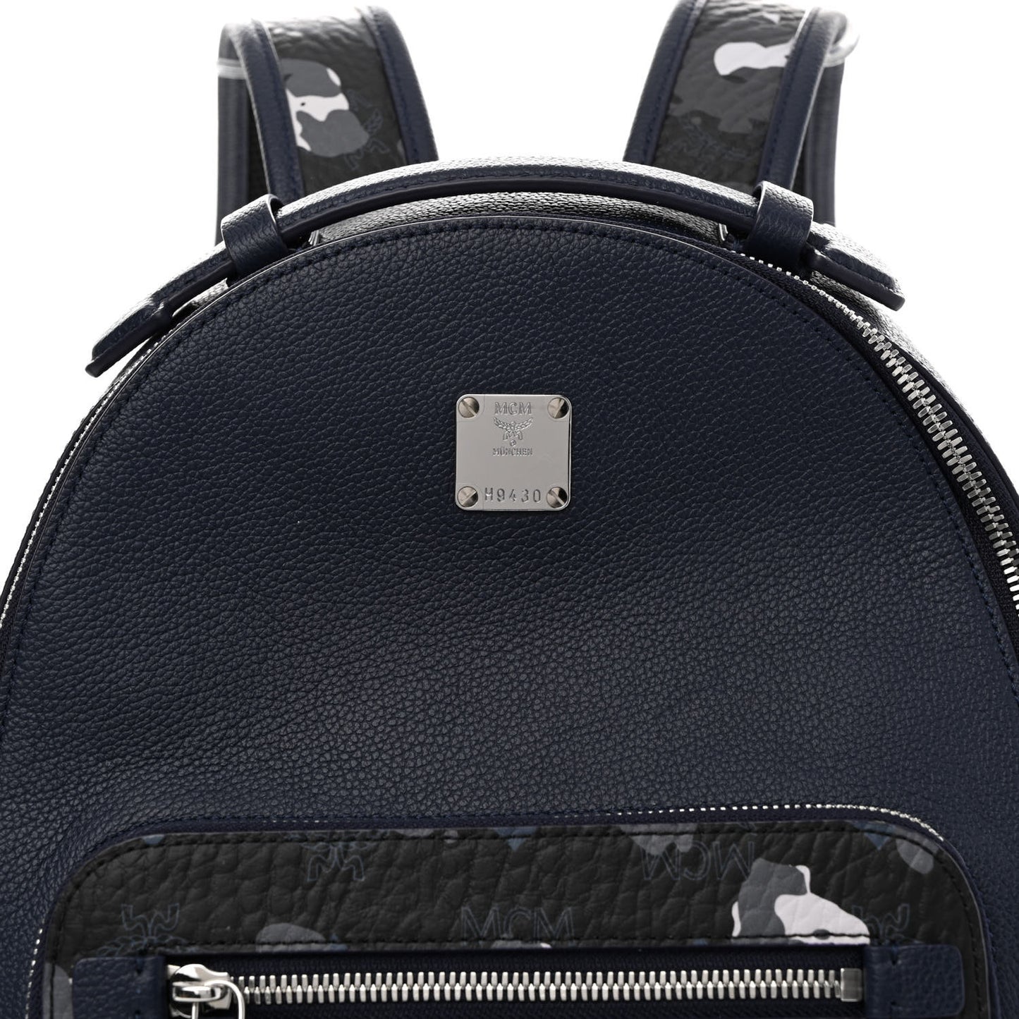 Calfskin Visetos Floral Leopard Klassik Small Stark Backpack Blue Black