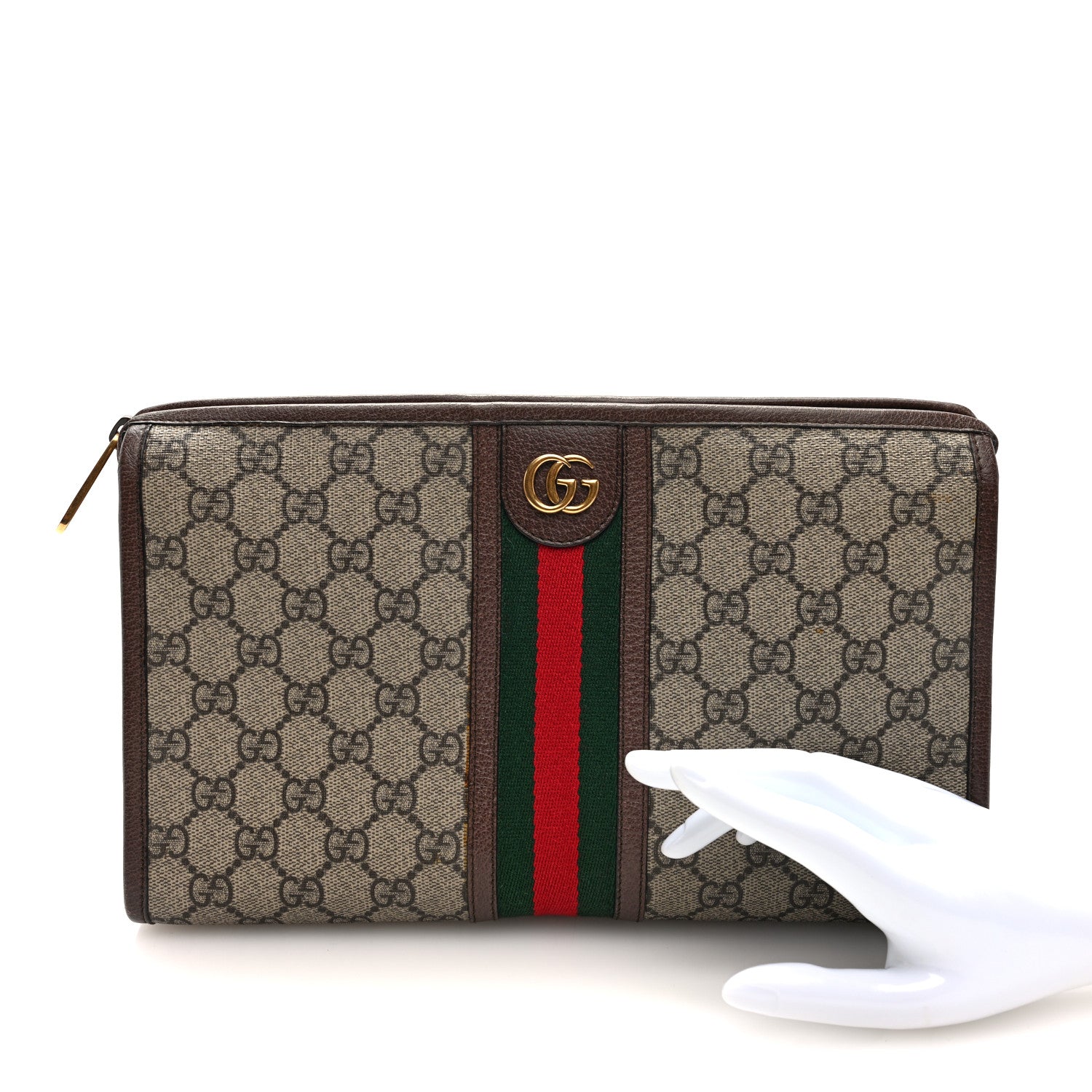 Gucci GG Supreme Monogram Web Ophidia GG Toiletry Case Beige New Acero 2 of 7