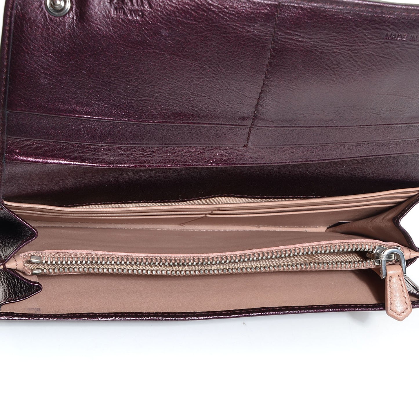Nappa Mordore Stripes Continental Wallet Lampone