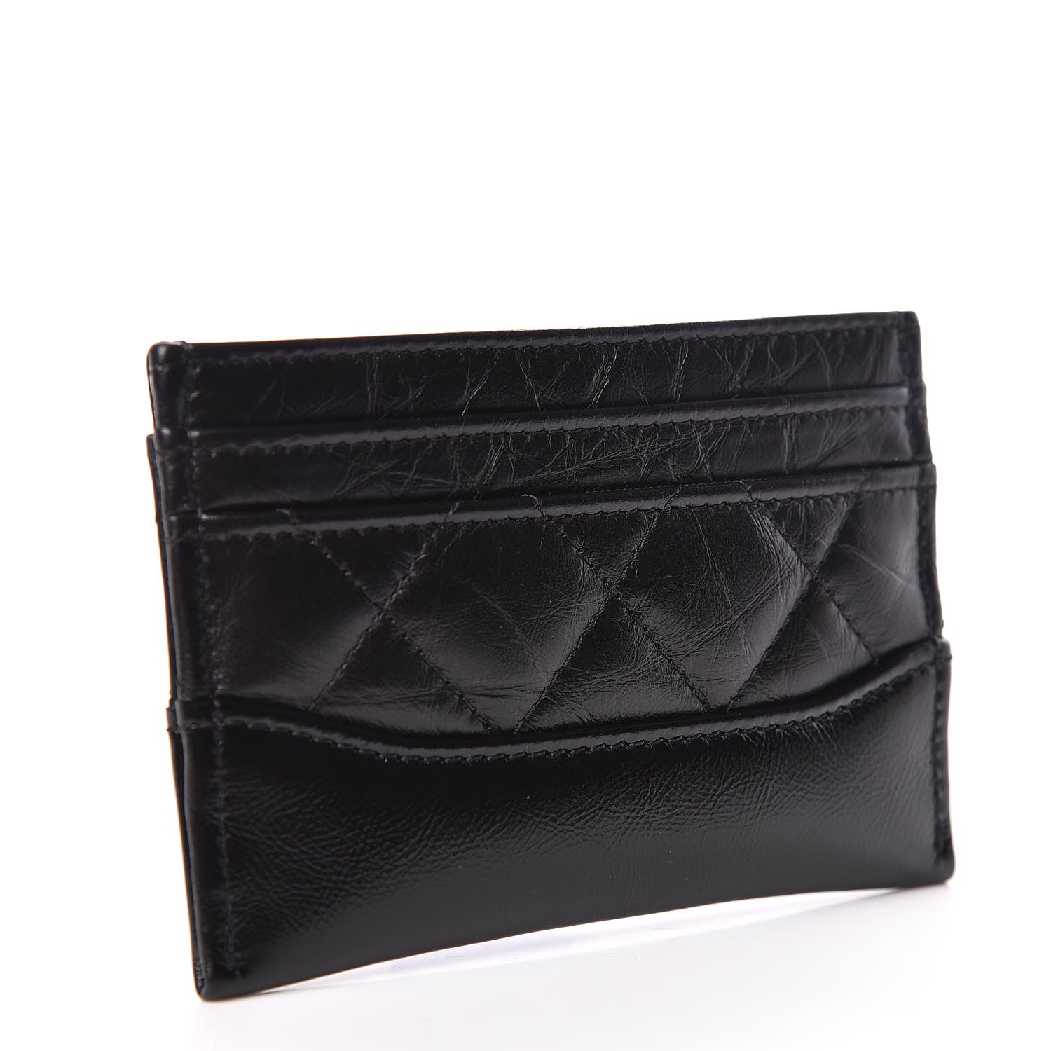Chanel Aged Calfskin Quilted Gabrielle Card Holder Black 3 of 9
