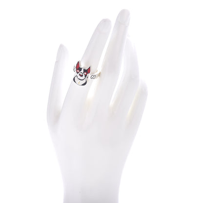 Gucci Sterling Silver Enamel Orso Ring 54 6.75 2 of 6