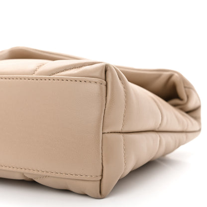 Saint Laurent Lambskin Quilted Toy Loulou Puffer Monogram Chain Satchel Dark Beige 10 of 13