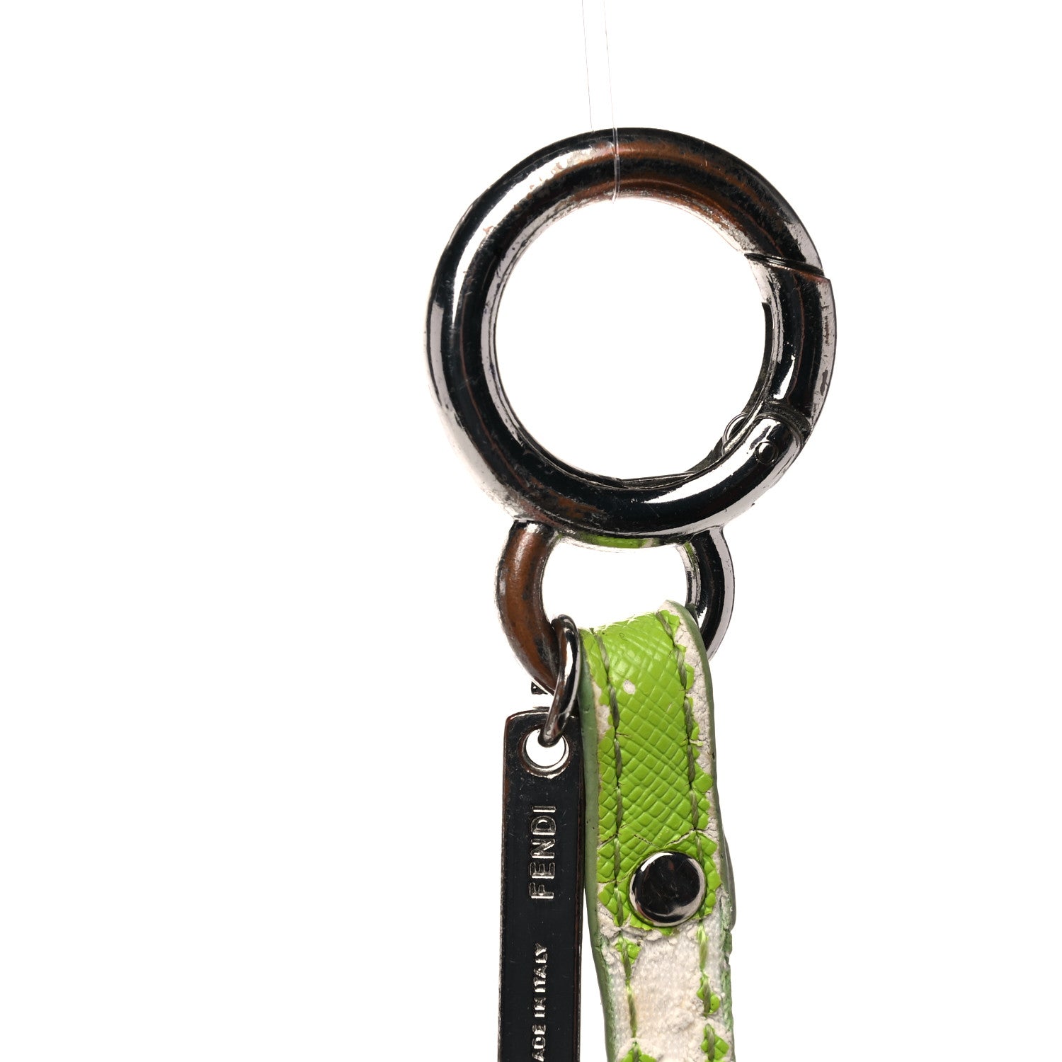 Fendi Vitello Elite Fox Fur Monster Bag Bug Charm Green Black 9 of 11