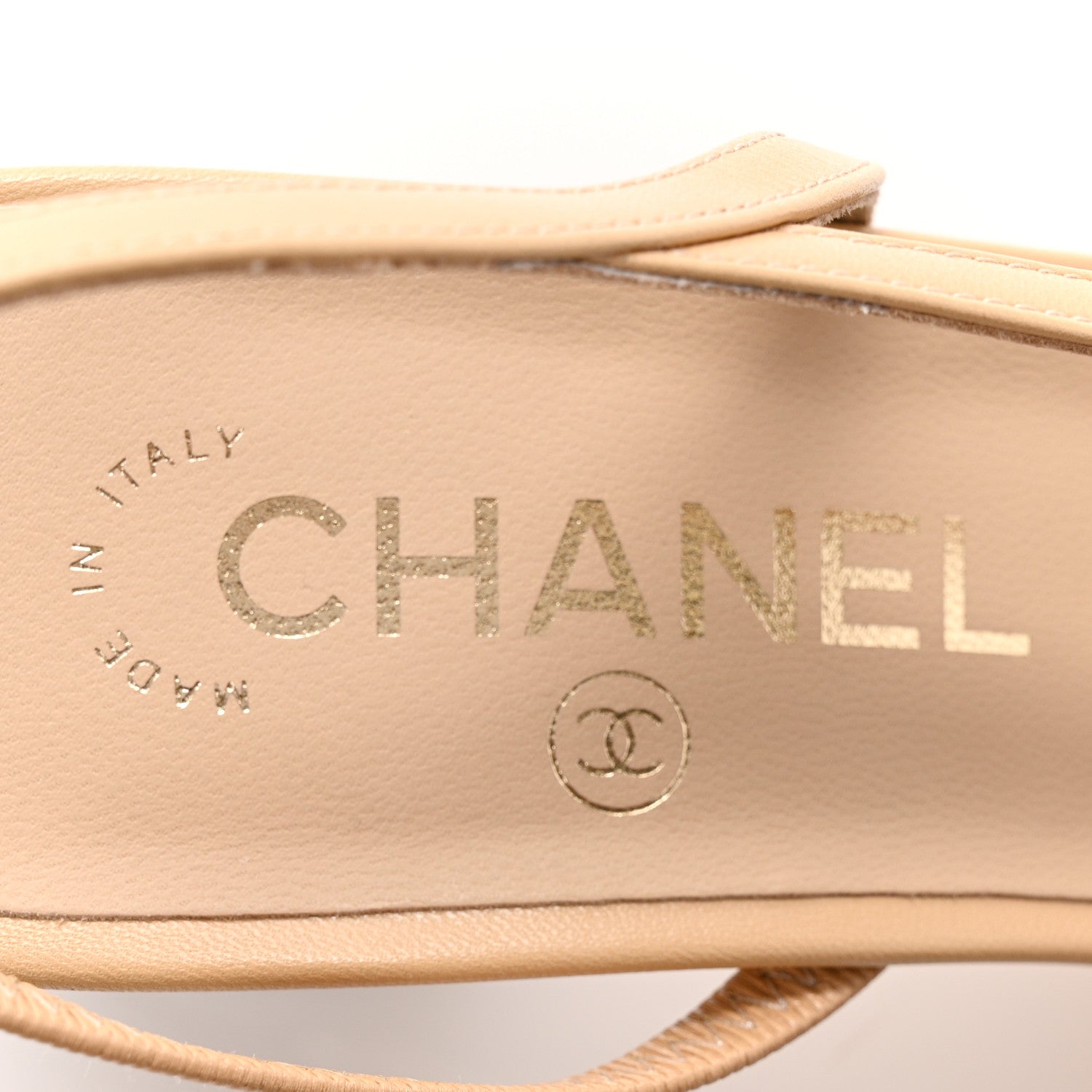 Chanel Goatskin Grosgrain Cap Toe CC Slingback Pumps 40 Beige Black 7 of 10