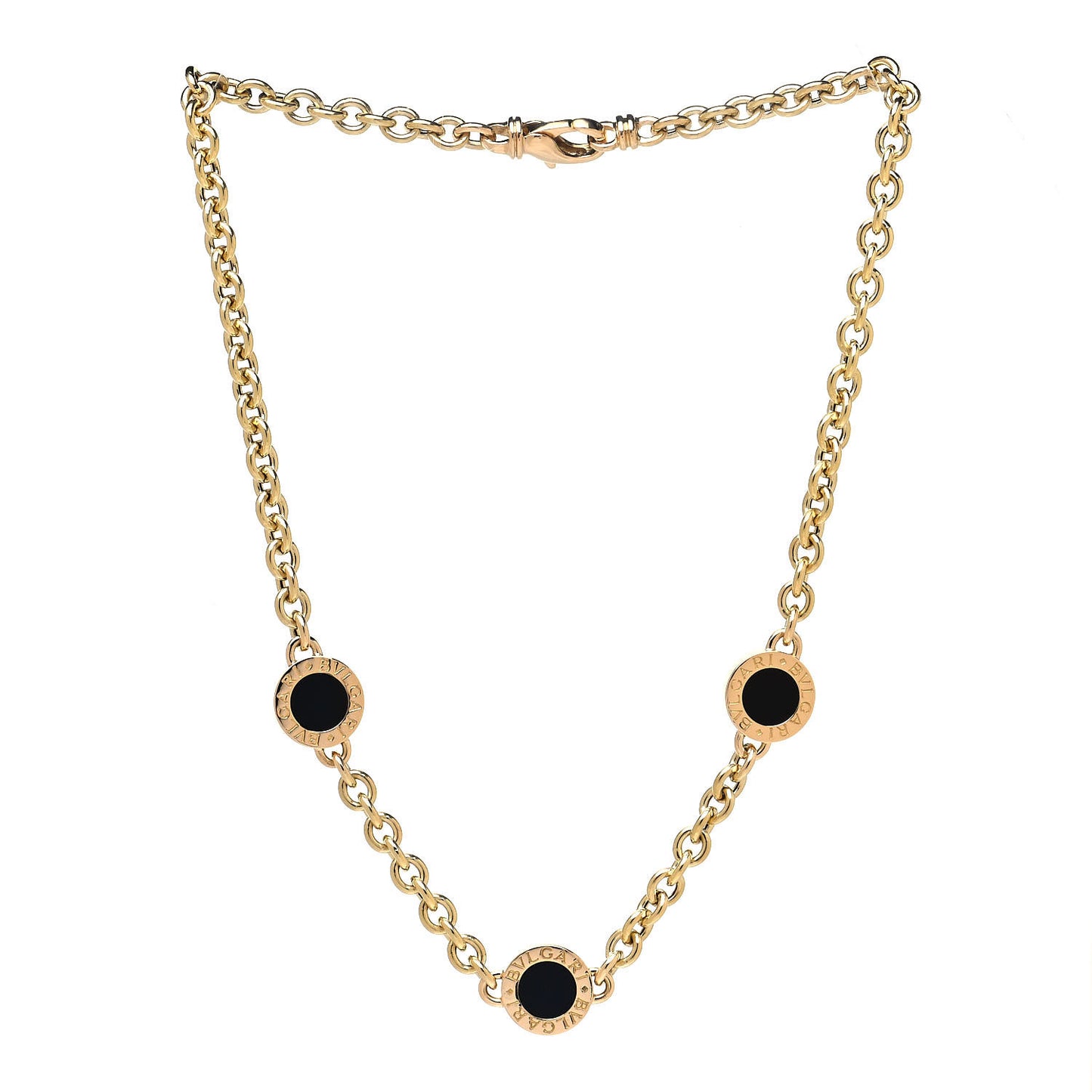 18K Yellow Gold Black Onyx BVLGARI BVLGARI Station Necklace