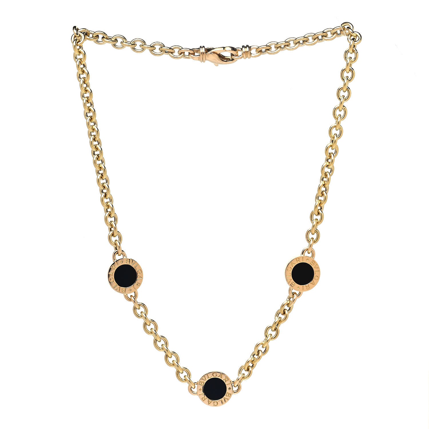Bulgari 18K Yellow Gold Black Onyx BVLGARI BVLGARI Station Necklace 2 of 6