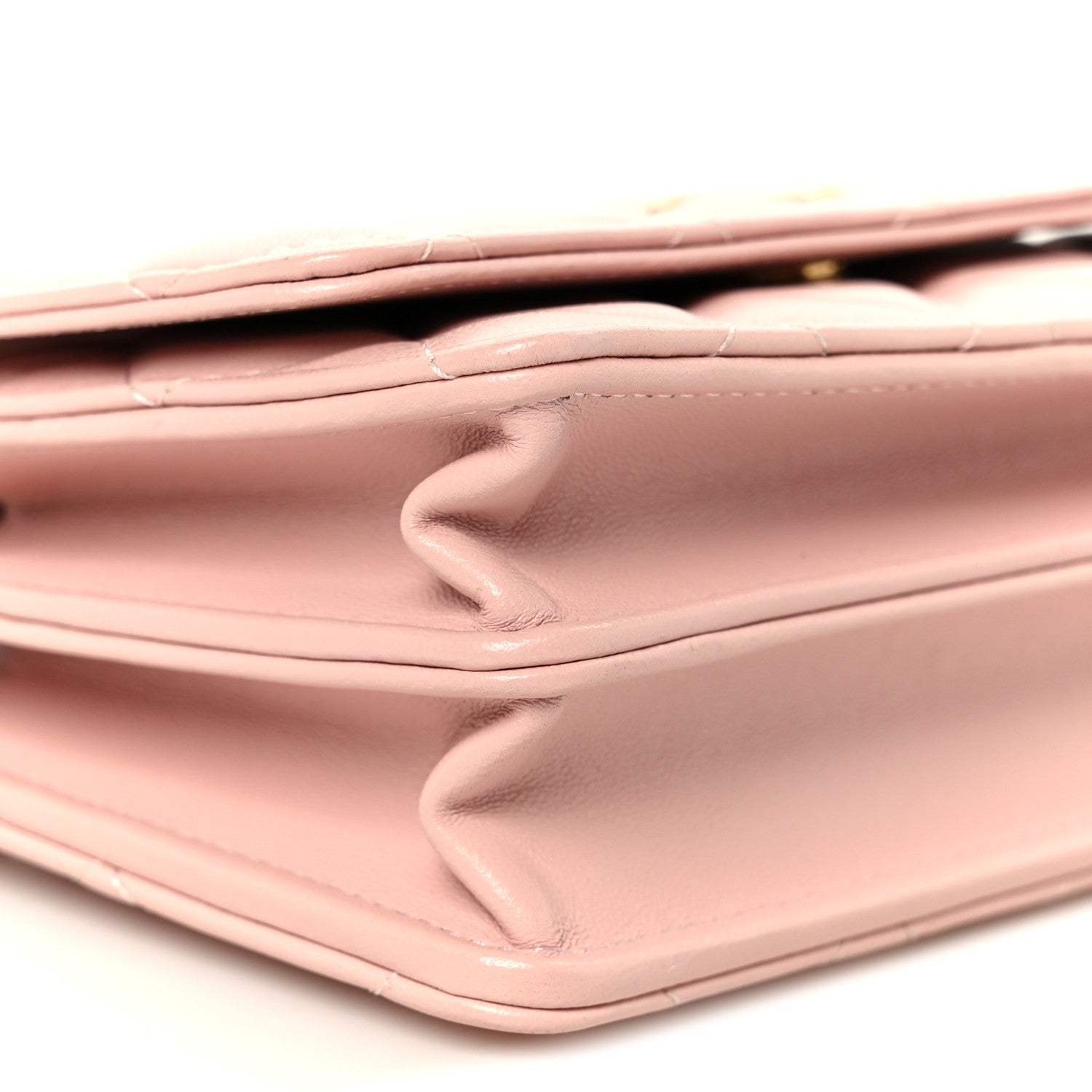 Chanel Lambskin Quilted CC Pearl Enamel Clutch on Chain WOC Light Pink 10 of 11