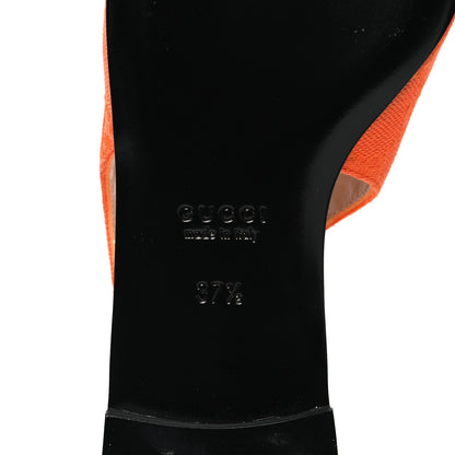 Gucci New Canvas GG Monogram Nappa Charlotte Horsebit Womens Slingback Ballet Flat 37.5 Orange 7 of 10