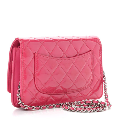 Chanel Patent Quilted Wallet On Chain WOC Fuchsia 3 of 11