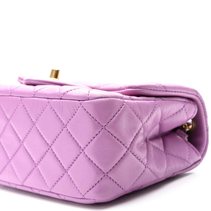 Chanel Lambskin Quilted Mini CC Pearl Crush Flap Purple 10 of 11