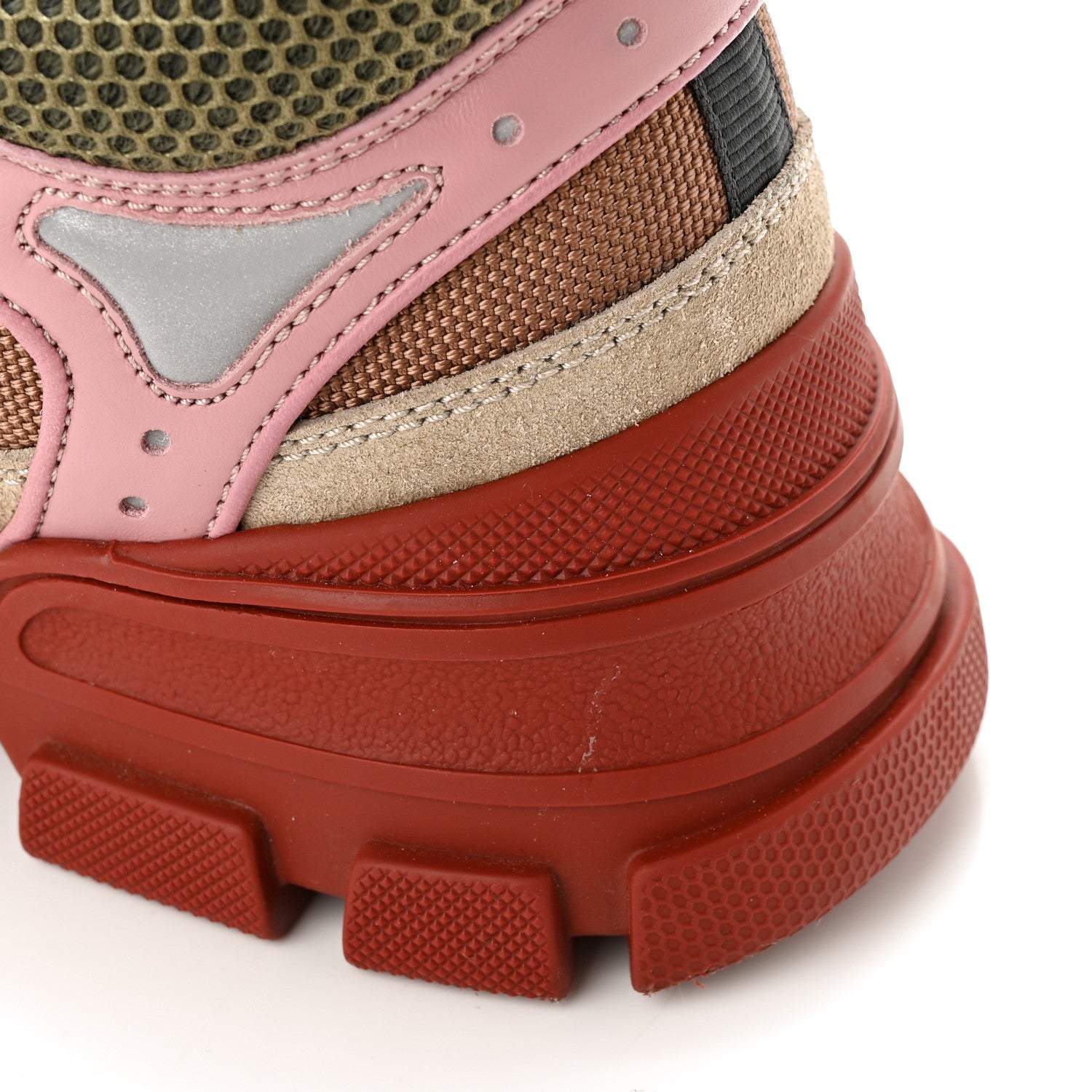 Gucci X SEGA Mesh Canvas Calfskin Womens Flashtrek Sneakers 40 Military Oatmeal 9 of 10