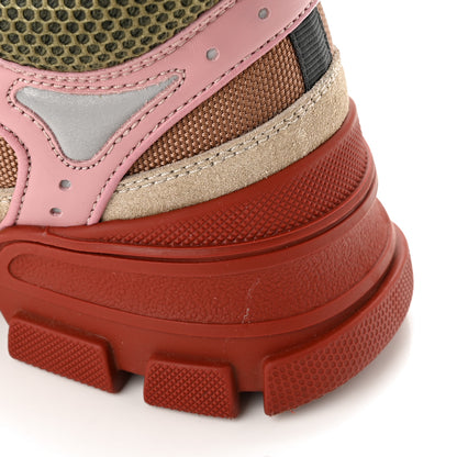 Gucci X SEGA Mesh Canvas Calfskin Womens Flashtrek Sneakers 40 Military Oatmeal 9 of 10