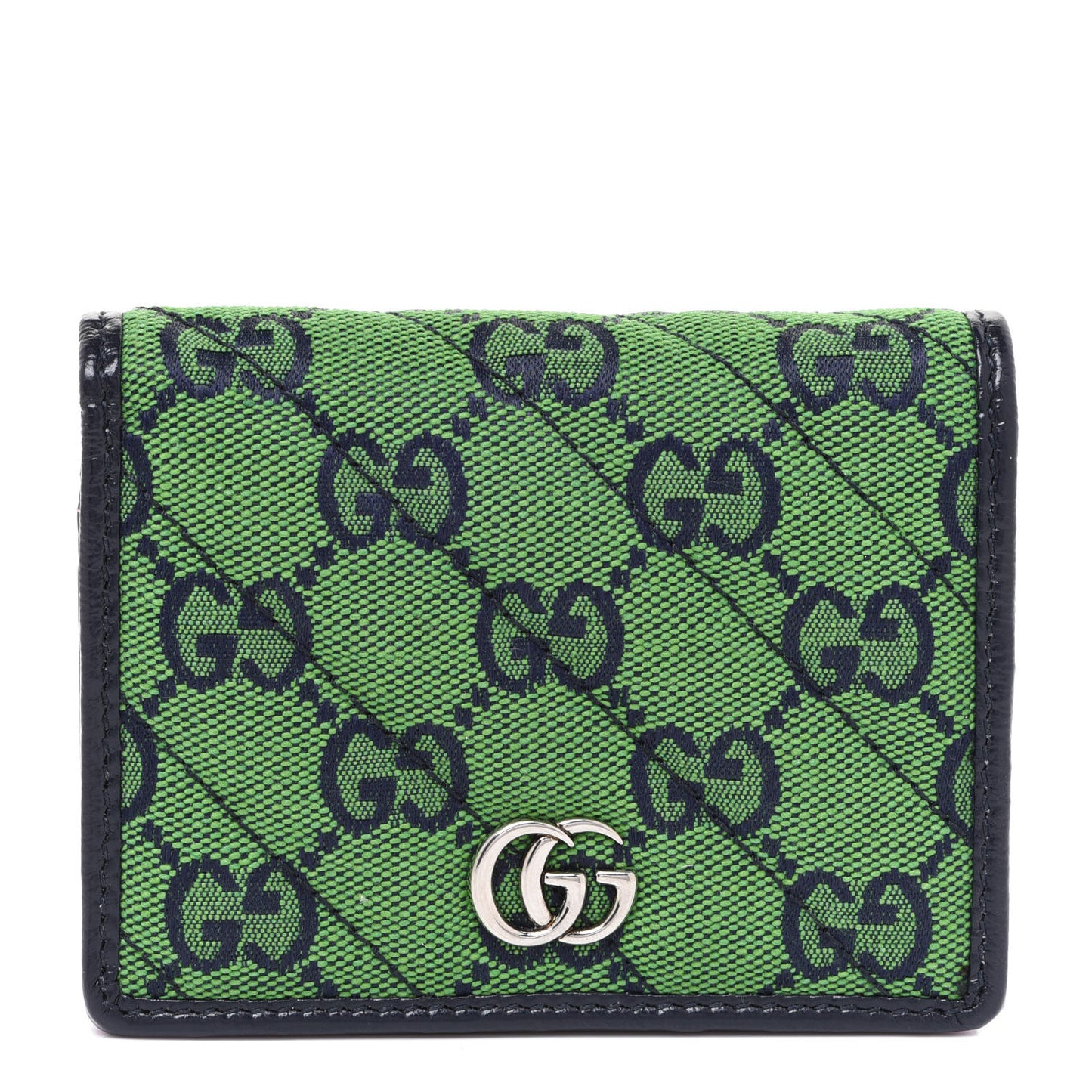 Monogram Multicolor Matelasse Diagonal GG Marmont Card Case Wallet Green Blue Yellow Candy Mousse