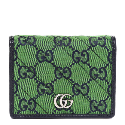 Gucci Monogram Multicolor Matelasse Diagonal GG Marmont Card Case Wallet Green Blue Yellow Candy Mousse 1 of 8