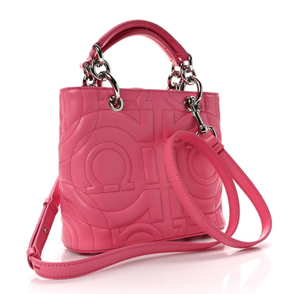 Salvatore Ferragamo Calfskin Embossed Logo Plaque Gancini Tote Peony 3 of 9