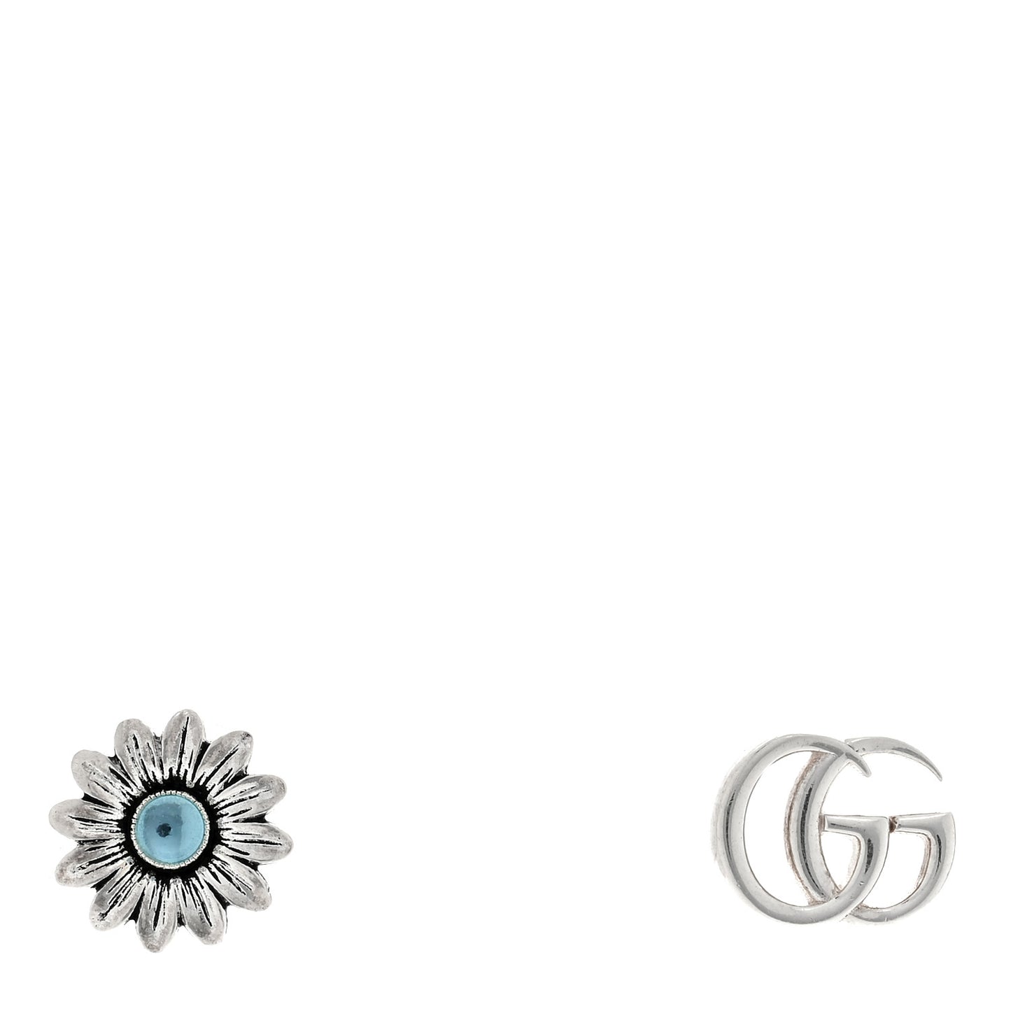 Sterling Silver Blue Topaz Flower Marmont Double G Earrings
