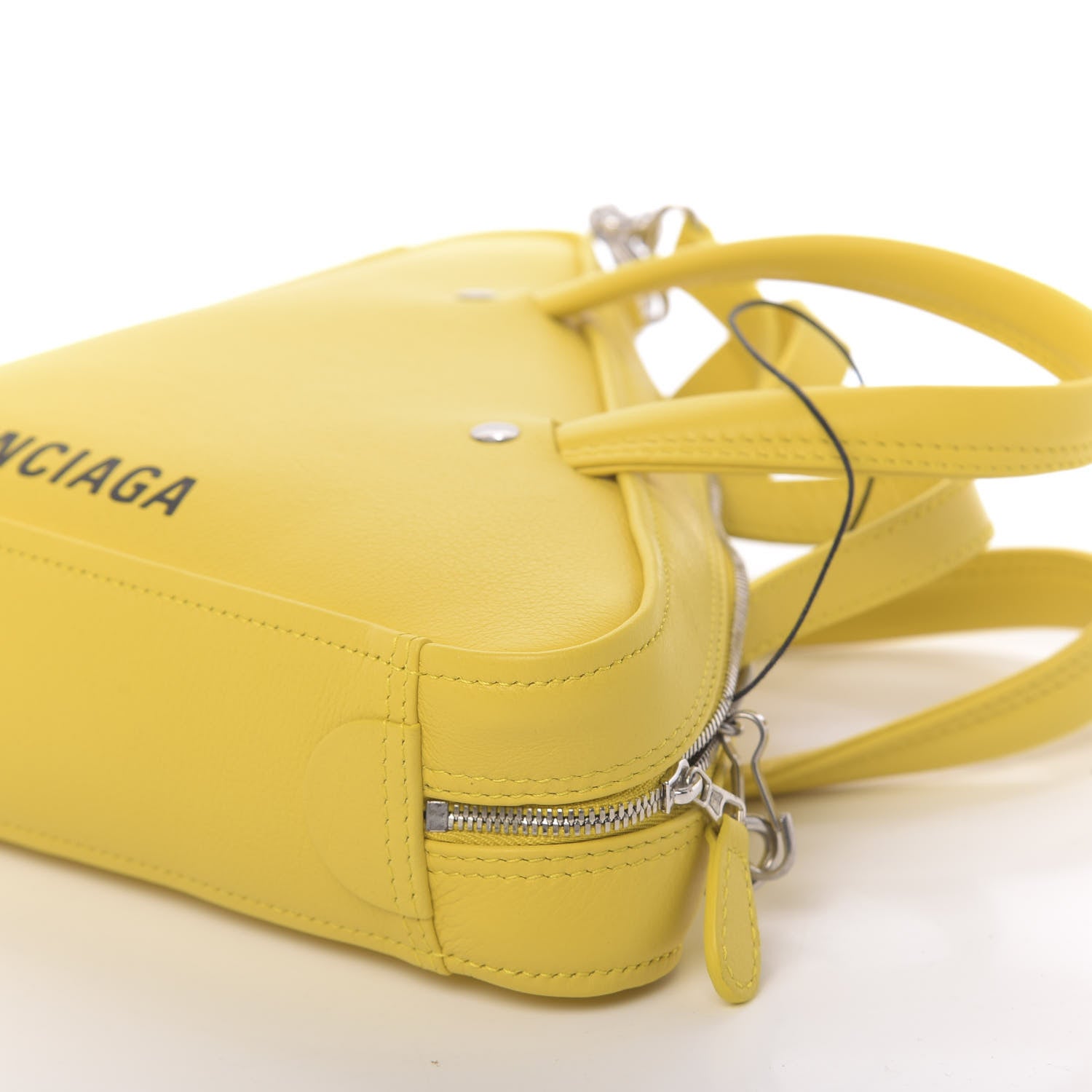 Balenciaga Shiny Day Calfskin Logo XS Triangle Duffle Jaune Black 9 of 10